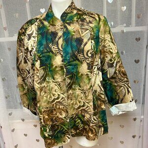 #139 Additions by Chico's Tropical-Colored Dress Shirt Size 3 (16)